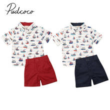 2019 Baby Summer Clothing 2PCS Toddler Newborn Baby Boy Kids Clothes Sailboat T-shirt Top+ Shorts Pants 2Pcs Outfits 1-6T 2024 - buy cheap