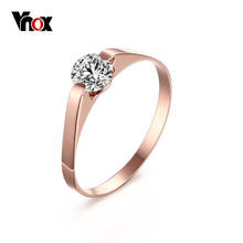 Vnox Women's Rose Gold-Color Ring Trendy Cubic Zircon Stone Engagement Rings for Girl 2024 - buy cheap