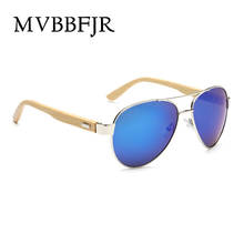 Mvbbfjr óculos de sol de madeira de bambu, clássico espelhado e vintage de marca de designer de moda óculos de sol de piloto uv400 2024 - compre barato