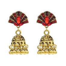 Indian Gold Metal Jhumka Drop Earrings for Women Female Fan Shaped Rhinestpne Statement Earrings Egypt Afghan Party Jewelry Gift 2024 - buy cheap