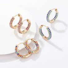 Bohemia Multicolor CZ Cubic Zirconia Round Hoop Earrings Geometric Circle Copper Crystal Vintage Ethnic Wedding Jewelry 2024 - buy cheap