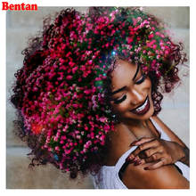 Pintura com diamantes para mulher africana, pintura em cristal bordado 5d mazayka com bordado 3d completo quadrado redondo mosaico 2024 - compre barato