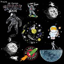 Prajna Space Earth Rocket Heat Transfer For Clothing Iron On Thermal Transfers Printed Hippie Stickers Applique UFO Planet Patch 2024 - buy cheap