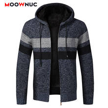 Casual Cardigan Hat 2020 Long Sleeves Striped Men's Fashion Sweaters Coat Thick Slim Classic Warm Male Spring Autumn MOOWNUC 2024 - buy cheap