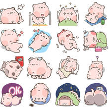 24 pcs mini cartoon emoticon pig Stickers for Styling Bike Motorcycle Phone Laptop Travel Luggage Cool Funny Sticker Decals 2024 - buy cheap