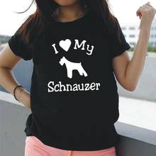 Camiseta com estampa de meu cachorro schnázer, camiseta feminina casual para verão, com manga curta, plus size 2024 - compre barato
