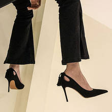 Sapatos de salto alto de veludo com borlas, elegantes, para mulheres negras, slip-on, sexy, festa, stilettos 2024 - compre barato