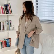 Vintage Plaid Women Single Breasted Notched Female Jacket Autumn Pockets Retro Suit Coat 2019 Winter Outwear DF475 2024 - buy cheap