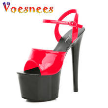 Voesnees Mixed Color Women Shoes Thin Heels Pole Dance Shoes Sexy Show Sandals 17cm Platform High Heels Party Stripper Shoes 2024 - buy cheap