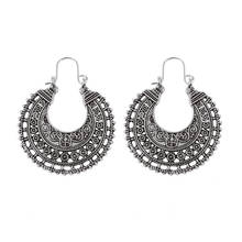 Fashion Jewelry Boho Ethnic Style Retro Hollow Carved Earrings Semi-Circular Trend Alloy Pattern Earrings Friend'S Gift 2024 - buy cheap