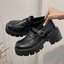 Lolita-zapatos de tacón alto para Mujer, calzado de charol, con plataforma, punta redonda, color negro 2024 - compra barato