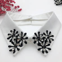 2021 женский шифоновый галстук Стразы с жемчужными бусинами из органзы с вышивкой на шею искусственный съемный ложный воротник съемные Топы 2024 - купить недорого