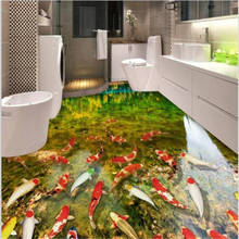 Personalized custom flooring 3D Papel de parede fish painting non - slip waterproof wear-resistant self - adhesive PVC wallpaper 2024 - buy cheap