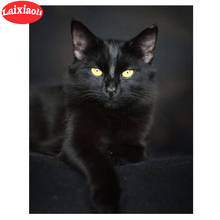 Pintura diamante bordado gato preto 5d diy, pintura diamante mosaico bordado dia das bruxas com strass completo arte para sala de estar 2024 - compre barato