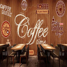 Custom 3D Wallpaper Vintage Wooden Board Coffee Label Photo Wall Mural Restaurant Cafe Background Wall Decor Waterproof Stickers 2024 - buy cheap