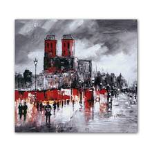 100% Hand-painted Abstract City Building Canvas Wall Decor Art Oil Painting Home Decoration Piece Gift Artwork Abstract Painting 2024 - buy cheap