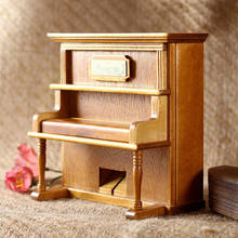 Alta qualidade caixa de música clássica de madeira do vintage forma de piano retro birch madeira ornamentos presente de aniversário menina mão-cranked hebfg11 2024 - compre barato