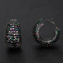 Zlxgirl jewelry Luxury Curtain Hoop Earrings For Women Copper colorful Pave Cubic Zirconia Women Fashion Wedding Earrings bijoux 2024 - buy cheap