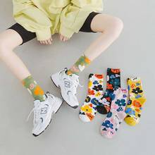 New Fashion Women's Socks Flower Pattern Print Socks Ins Style Short Socks Art Printed Cute Funny Socks Calcetines De La Mujer 2024 - buy cheap