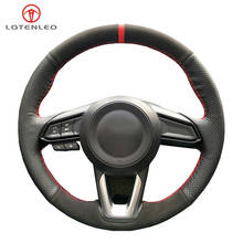LQTENLEO Black Leather Suede Car Steering Wheel Cover For Mazda 3 Axela 2017-2019 Mazda 6 Atenza 2017-2019 CX-5 CX-9 2017-2019 2024 - buy cheap