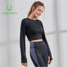Vansydical Sports Workout Cropped Tops Women's Yoga Shirts Gym Long Sleeve Sportswear Running Fitness Training T-shirts 2024 - buy cheap