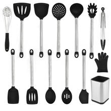 13pcs Silicone Cooking Kitchen Utensils Set Stainless Steel Handle Turner Spatula Spoon Tongs Whisk Cookware Kitchen Tools Set 2024 - buy cheap