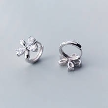 Glitter Flowers Sweet Cubic Zirconia Silver Color Hoop Earrings For Women Korean Fashion Jewelry Bling Gift 2024 - buy cheap