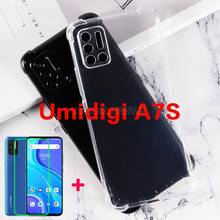 Funda de teléfono transparente para Umidigi A7S, carcasa de Silicona suave de TPU negra con vidrio templado en la parte trasera de UMI Umidigi A7S A7 S 2024 - compra barato