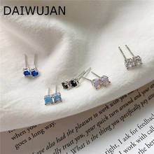 Daiwujan aaaa brincos de zircão opala redondos mini brincos para casamento prata esterlina 925 brinco cristal safira para mulheres joias presentes 2024 - compre barato