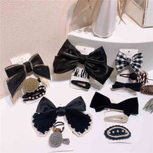 3Pcs/Set Black Bow Hairpin Simple And Cute Hair Accessories Set Korean Version Headwear For Girls 2024 - buy cheap