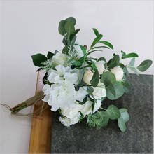 Buquê de flores artificiais para casamento, buquê de buquê de flores com suporte, buquê de flores matrimoniais 2021 2024 - compre barato