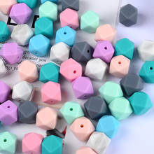 Bebê Mordedor Beads 20 Pçs/lote 14 milímetros Hexagon Contas de Silicone Roedor Food Grade Silicone DIY Dentição Chupeta Mamilo Cadeia Titular 2024 - compre barato