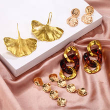 Brincos para mulheres 2020, joias da moda, vintage, redondo, geométricos, dourado, de metal 2024 - compre barato