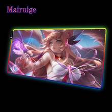 RGB Keyboard Pad League of Legends Ahri Gamer Mouse Pad Computer LED Lights Anime Mousepad Gaming Accessories Kawaii Desk Mat 2024 - buy cheap