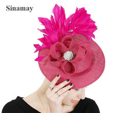 Hot Pink Wedding Millinery Wedding Women Fascinator Fancy Hat Charming Church Headpiece Hair Clip Church Occasion Hair Accessory 2024 - buy cheap