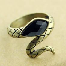 Хогвартс регулируемое кольцо в форме змеи античная бронза черный кристалл женские и мужские кольца модные ювелирные изделия аксессуары 2024 - купить недорого