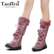 Taoffen 5 Colors Women's Winter Shoes Woman Add Warm Fur Mid Calf Boots Platform Shoes Plush Snow Boots Size 32-43 2024 - buy cheap