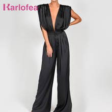Karlofea Lady New Elegant Fashion Long Jumpsuit Satin Sexy Club Party Wear Overalls Outfits Cloth Chic Wide Legs Vacation Romper 2024 - buy cheap