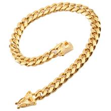 Women's Men's Bracelet Stainless Steel Cuban link Chain Bracelets Gold Color Fashion Wholesale Jewelry 2024 - buy cheap