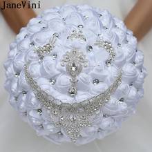 JaneVini White Big Wedding Bouquet Silver Diamond Jewelry Bride Holding Flowers Bruids Boeket Crystal Satin Bridal Bouquets 30cm 2024 - buy cheap