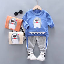 Suéter con estampado de tiburón de dibujos animados para bebé, conjunto de 2 piezas, suéter deportivo informal, para primavera y otoño 2024 - compra barato