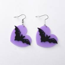 Creative Animal Heart Drop Earrings Purple Halloween Cute Bat Acrylic Earrings for Woman All Saints' Day Party Jewelry 2024 - buy cheap