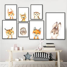 Cartoon Owl Cat Hedgehog Fox Rabbit Animal Wall Art Canvas Painting Nordic Posters And Prints Wall Pictures Baby Kids Room Decor 2024 - buy cheap