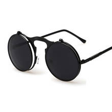 Goitc Punk Round Sunglasses Women Mens Brand Designer Classic Flip Sun Glasses Male Metal Black Steampunk Sunglasses Vintage 2024 - buy cheap