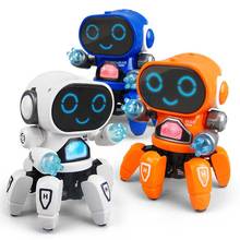 Mini Robot eléctrico para niños, juguete educativo interactivo con 6 garras, luz LED colorida, música, baile, regalo Musical 2024 - compra barato