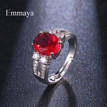 Emmaya-Anillo de Zirconia roja elegante para mujer, nuevo diseño, de estilo clásico regalo de aniversario, vestido encantador para fiesta de cena 2024 - compra barato