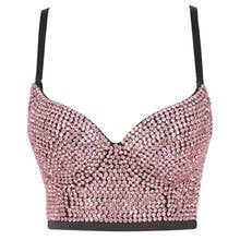 Top Sexy con diamantes de imitación para discoteca, Top brillante para mujer, con hombros descubiertos camisola, sujetador de realce, Bralette 2021 2024 - compra barato