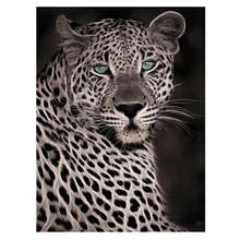 Completo 5d diy preto branco leopardo rosto animal pintura diamante bordado imagem de mosaico de strass decoração de casa presente fh671 2024 - compre barato