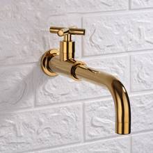 Wall mounted Gold brass single cold faucet golden copper bathroom sink faucet 360 degree swivel nozzle 2024 - buy cheap