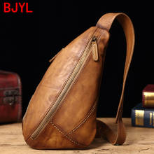 Vintage Leather Men's Bag Leather Chest Bag Casual Messenger Bag Retro Shoulder Bag Fashion 2020 New Small Bag Soft Men Cotton 2024 - buy cheap